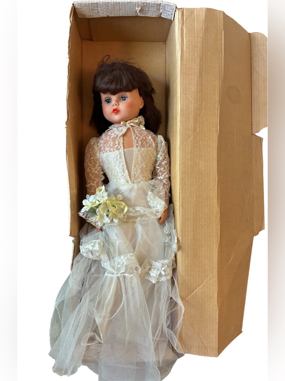 Vintage 50s Betsy the Beautiful Bride 30" Rubber Doll Bridal Original Box